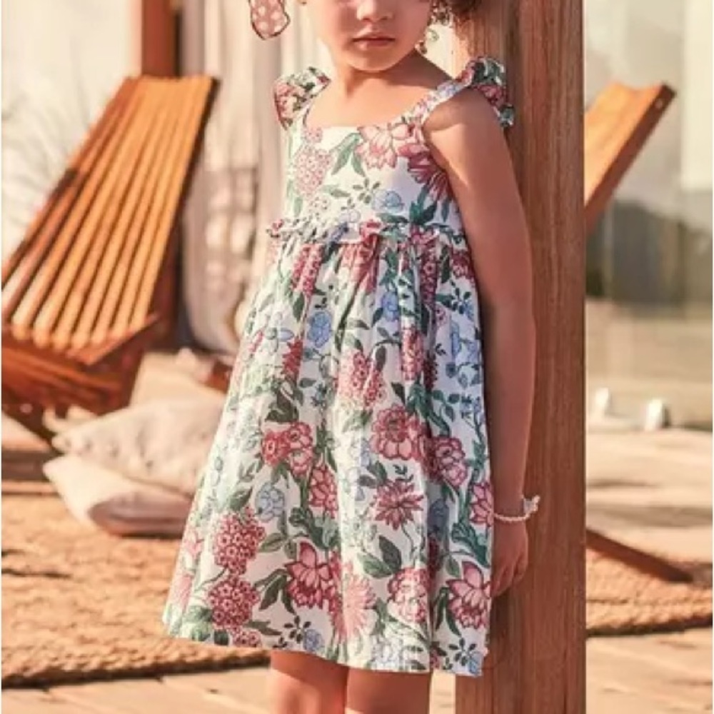 Janie and Jack Floral Flutter Strap Dress Size 6 Girl’s